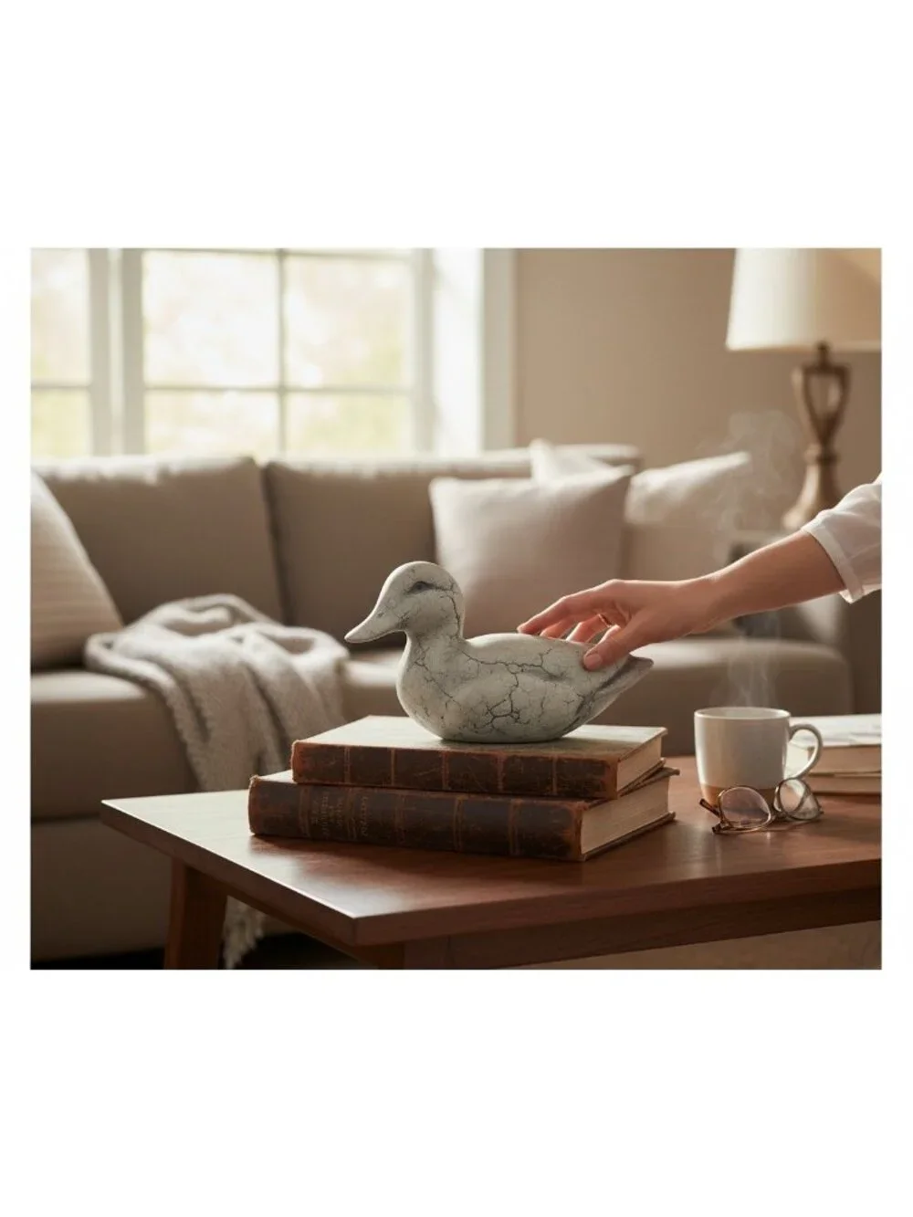 Vintage Carved Stone Ash Duck by Stan Lagtwait Shapes of Clay Series